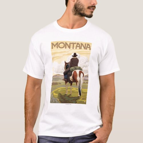 Cowboy  HorseMontanaVintage Travel Poster T_Shirt