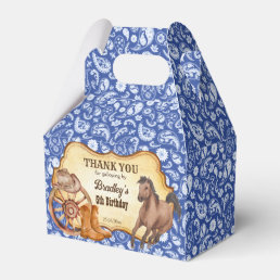 Cowboy horses blue paisley western party gift favor boxes