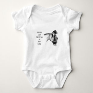 Cowboy: Horses: Hoof Prints: Pencil Drawing Baby Bodysuit