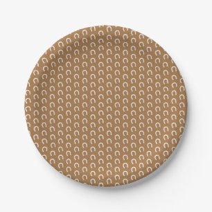 Cowboy Horseshoe Brown Pattern Baby Shower Party Paper Plates