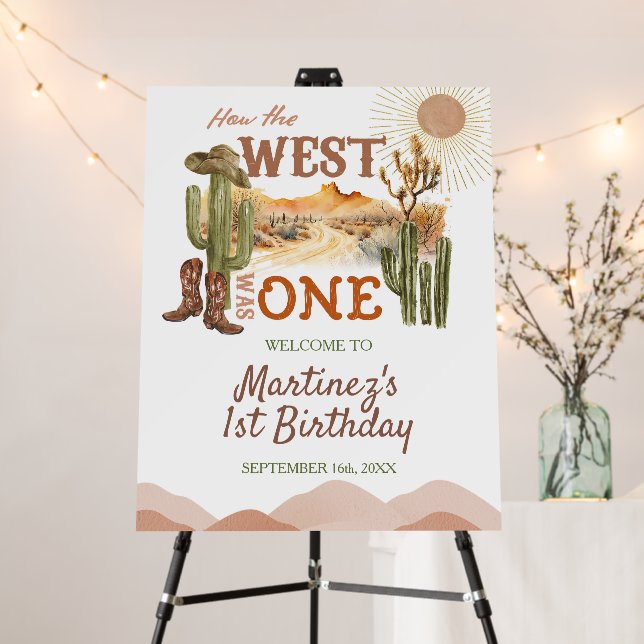 Cowboy How The West Was One Birthday Party  Foam Board (In Situ (Stand))