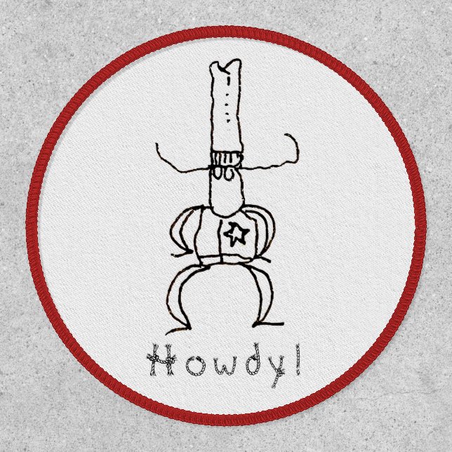 Cowboy Howdy Cartoon Drawing Doodle Patch (Front)
