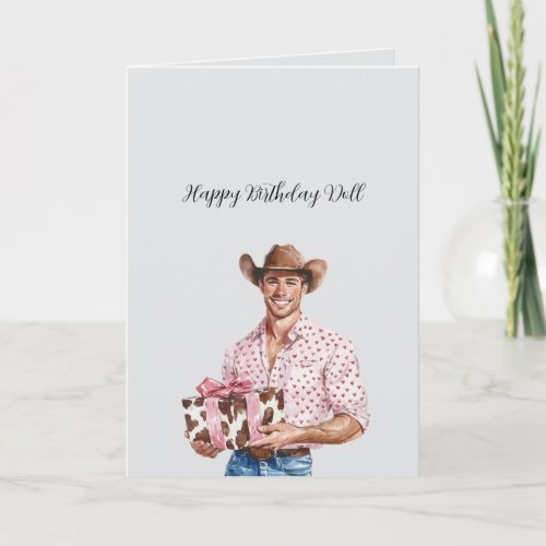 Cowboy in Hat with gift Birthday