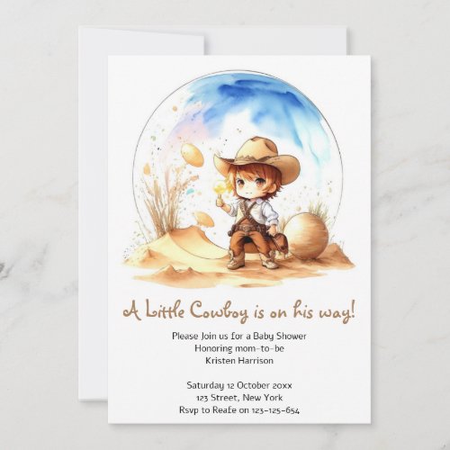 Cowboy_Inspired Theme Baby Boy Shower Invitation