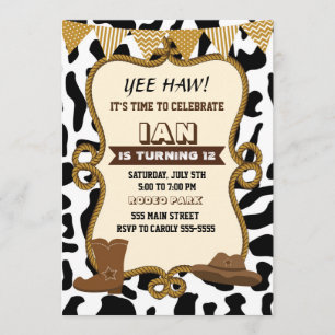 Cowboy Invitation Boy Birthday Party Old Western