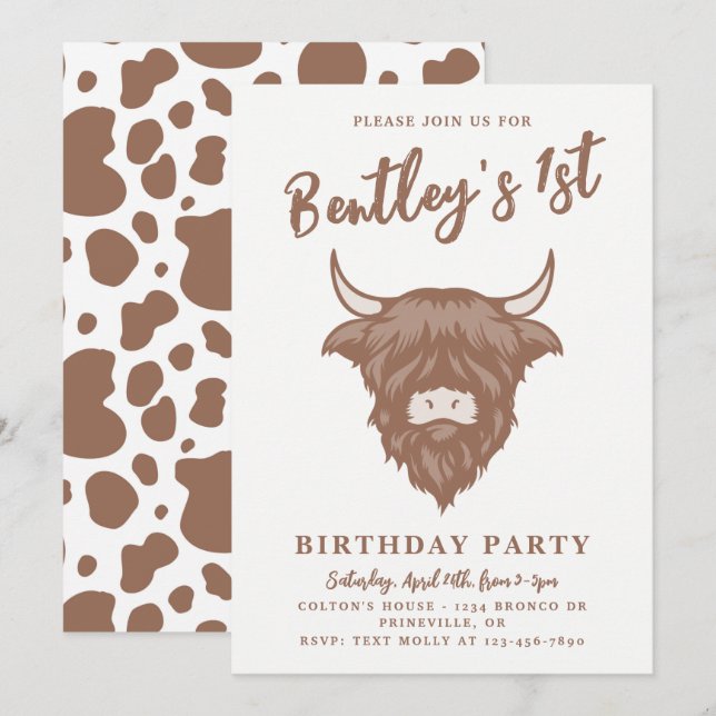 Cowboy Invitation | Cow Invitation | Western (Front/Back)