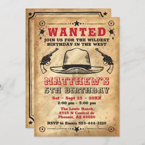 Cowboy invitation Western Birthday  Invitation