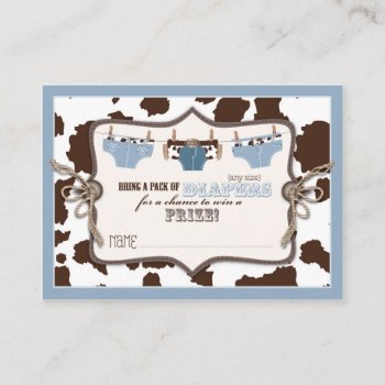 Cowboy Jeans And Chaps Diaper Raffle Ticket Enclosure Card by NouDesigns at Zazzle