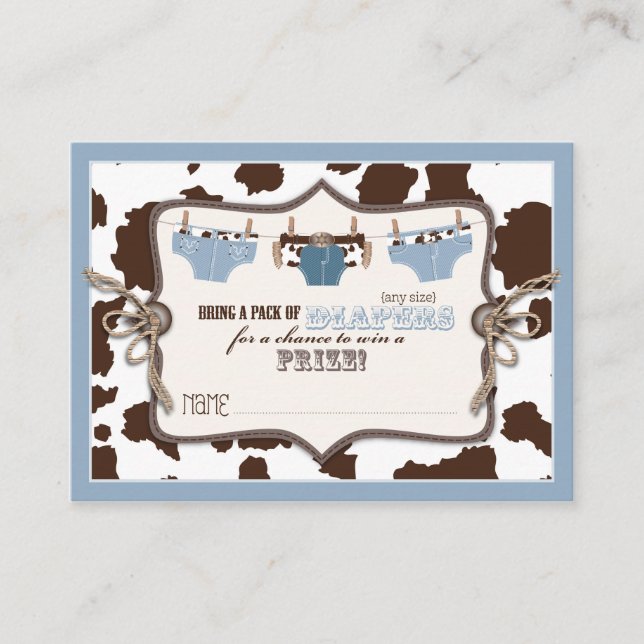 Cowboy Jeans and Chaps Diaper Raffle Ticket Enclosure Card (Front)