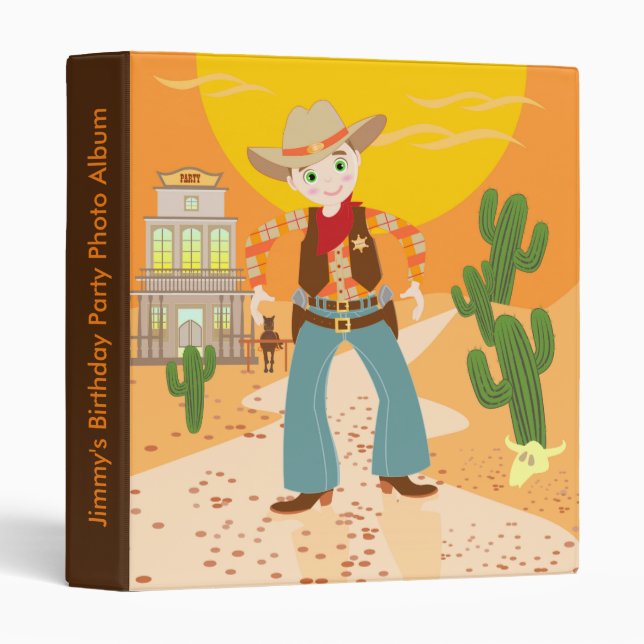 Cowboy kid birthday party binder (Front/Spine)