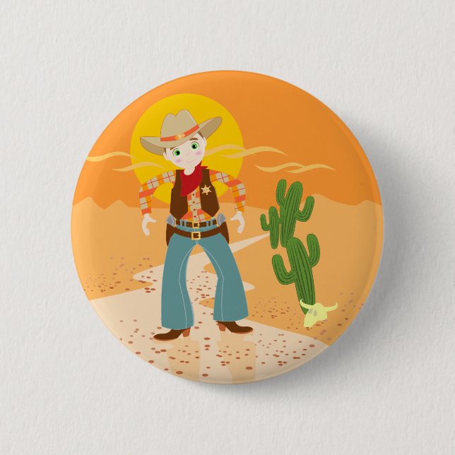 Cowboy kid birthday party button (Front)
