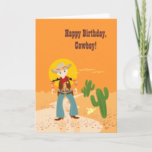 Cowboy kid birthday party card (Front)