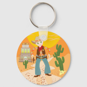 Cowboy kid birthday party keychain