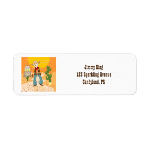 Cowboy kid birthday party label