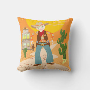 Cowboy kid birthday party throw pillow