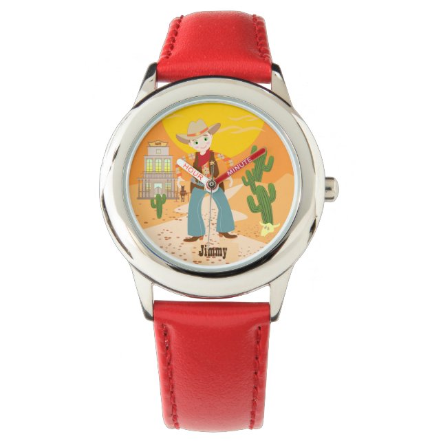 Cowboy kid birthday party watch (Front)