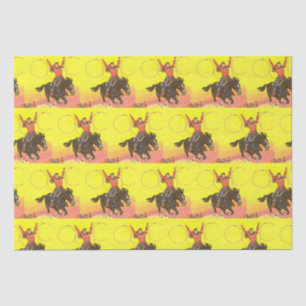 Cowboy Kid On Horse With Ropes in S.W. Scene Tissue Paper