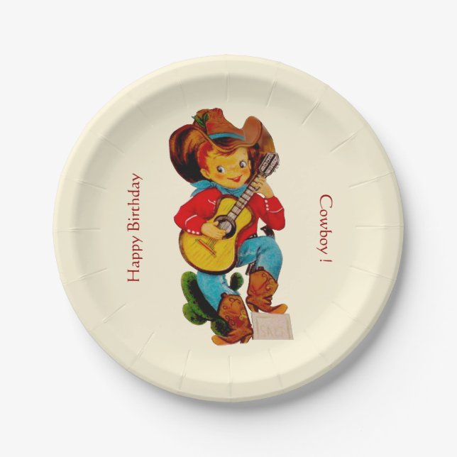Cowboy Kid Party Paper Plates (Front)