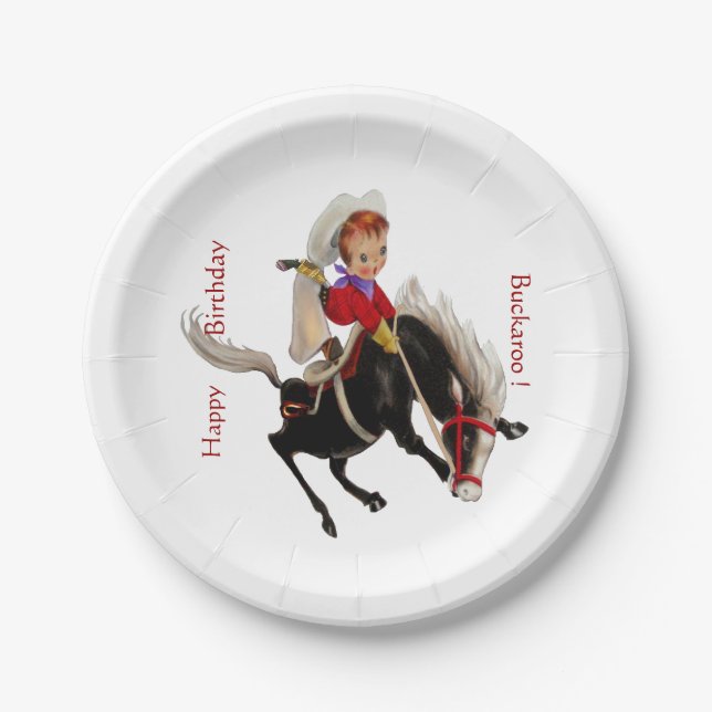 Cowboy Kid Party Paper Plates (Front)