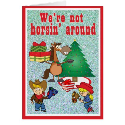 Cowboy Kids And Horse Cartoon Holiday Card