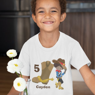 Cowboy Kids Birthday Party Custom Hispanic Boy T-Shirt