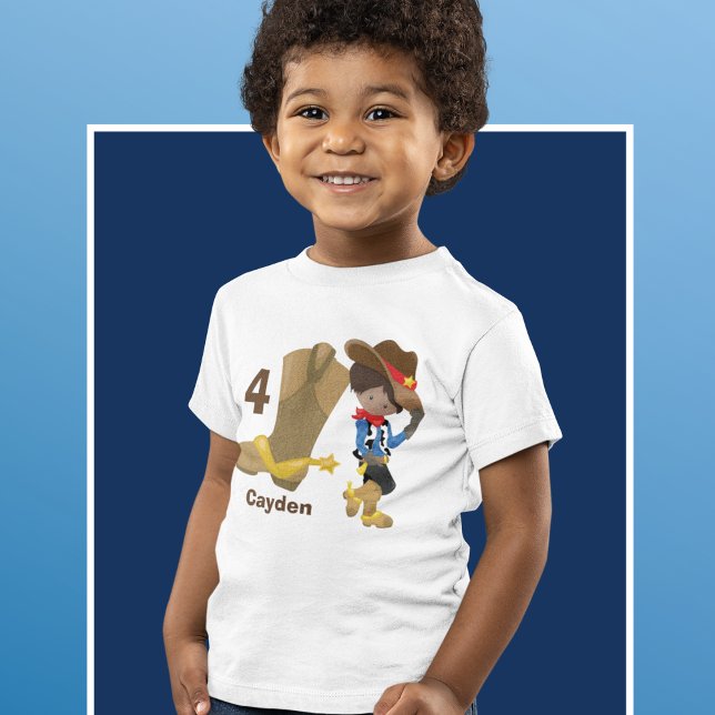 Cowboy Kids Birthday Party Custom Hispanic Boy Toddler T-shirt (Creator Uploaded)