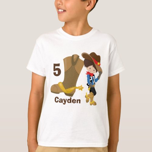 Cowboy Kids Birthday Party Custom Little Boy T_Shirt