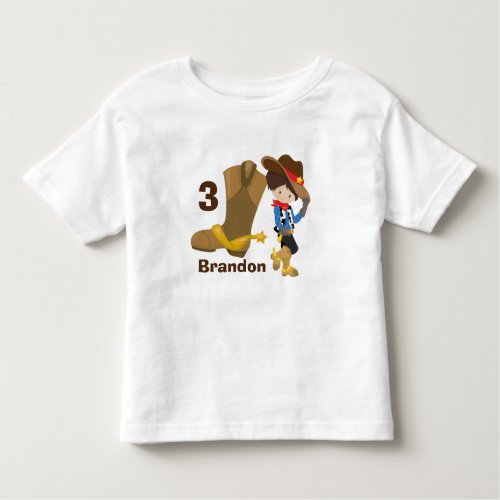 Cowboy Kids Birthday Party Monogram Little Boy Toddler T_shirt