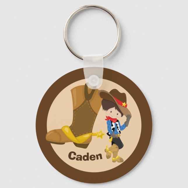 Cowboy Kids Custom Boys Monogram Wild West Rodeo Keychain (Front)