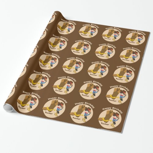 Cowboy Kids Custom Country Western Boy Birthday Wrapping Paper