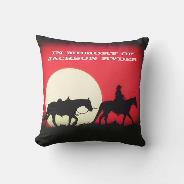 Cowboy Leading a Riderless Horse Memorial Outdoor Pillow (Front)