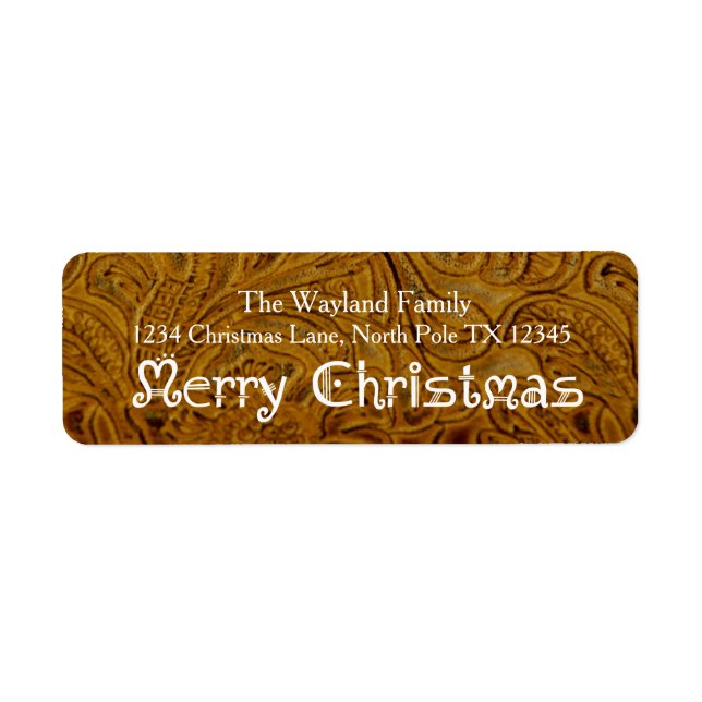 Cowboy Leather Holiday Address Labels (Front)