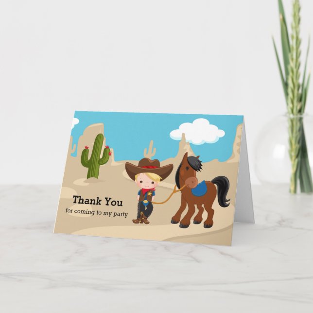 Cowboy Letterpress Thank You Card (Front)
