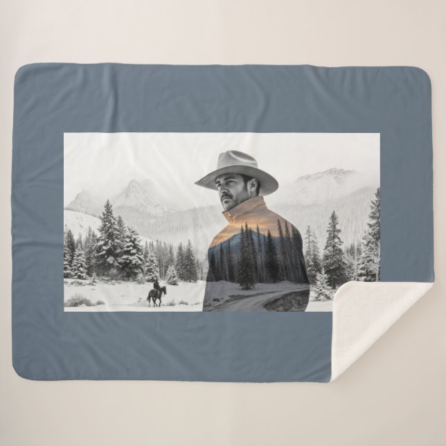 Cowboy Life Sherpa Blanket (Front (Horizontal))