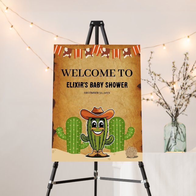 Cowboy Little Cactie Cactus Baby Shower Foam Board (In Situ (Stand))