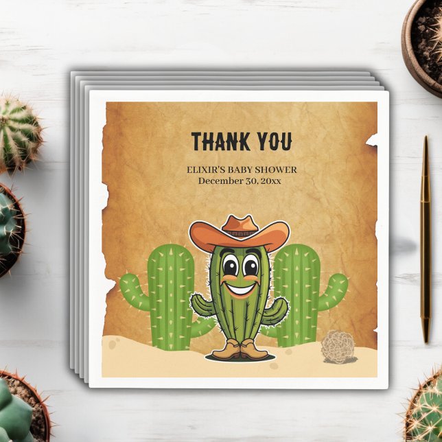 Cowboy Little Cactie Cactus Baby Shower Napkins (Creator Uploaded)