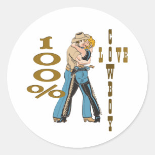 Cowboy Love Classic Round Sticker