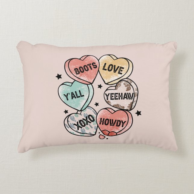 Cowboy Love - Western Hearts Accent Pillow (Front)