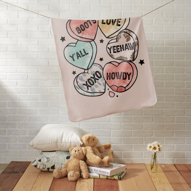 Cowboy Love - Western Hearts Baby Blanket (In Situ)