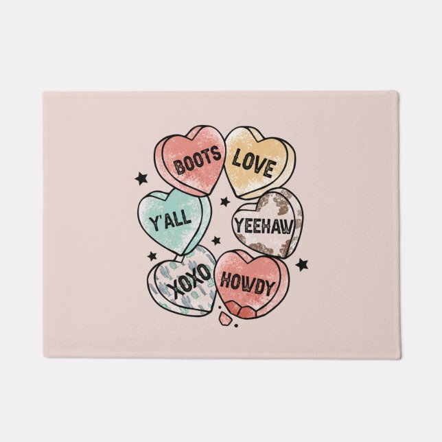 Cowboy Love - Western Hearts Doormat (Front)