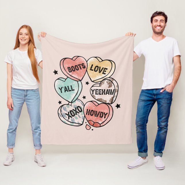 Cowboy Love - Western Hearts Fleece Blanket (In Situ)