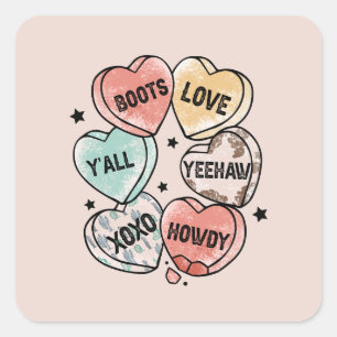 Cowboy Love - Western Hearts Square Sticker