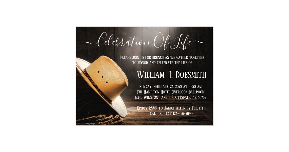 Cowboy Memorial Funeral Service Announcement | Zazzle.com