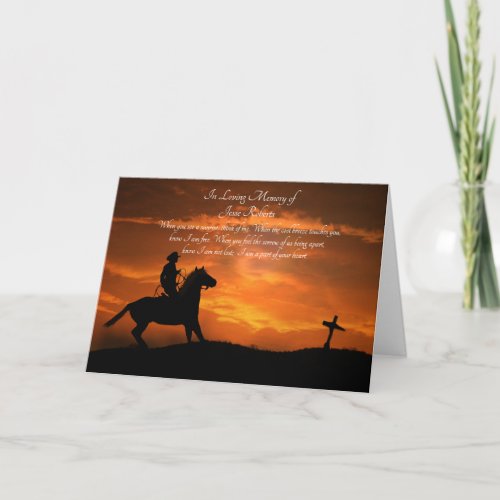 Cowboy Memorial Sympathy Custom Name Card