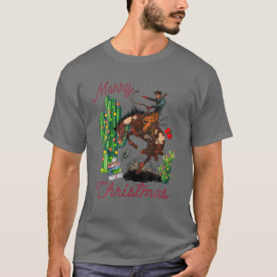 Cowboy Merry Christmas Desert Cactus Lasso Western T-Shirt