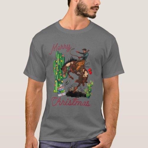 Cowboy Merry Christmas Desert Cactus Lasso Western T_Shirt