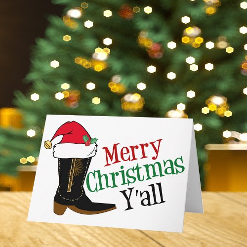 Cowboy Merry Christmas Yall Holiday Card