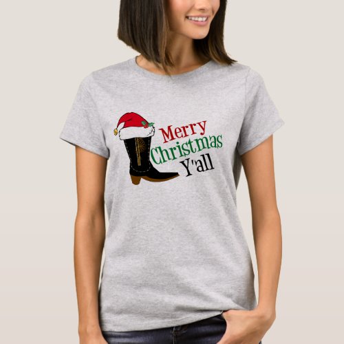 Cowboy Merry Christmas Yall T_Shirt