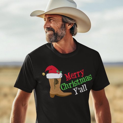 Cowboy Merry Christmas Yall T_Shirt