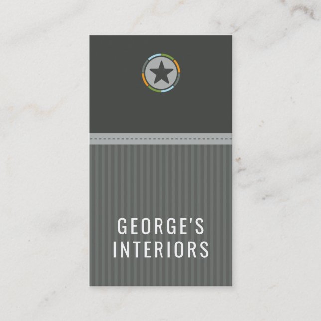 COWBOY modern lone star emblem logo grey silver Business Card (Front)